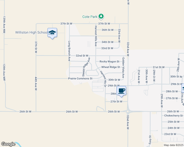 map of restaurants, bars, coffee shops, grocery stores, and more near 3120 Sleepy Ridge Avenue in Williston