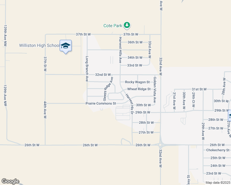 map of restaurants, bars, coffee shops, grocery stores, and more near 3120 Sleepy Ridge Avenue in Williston
