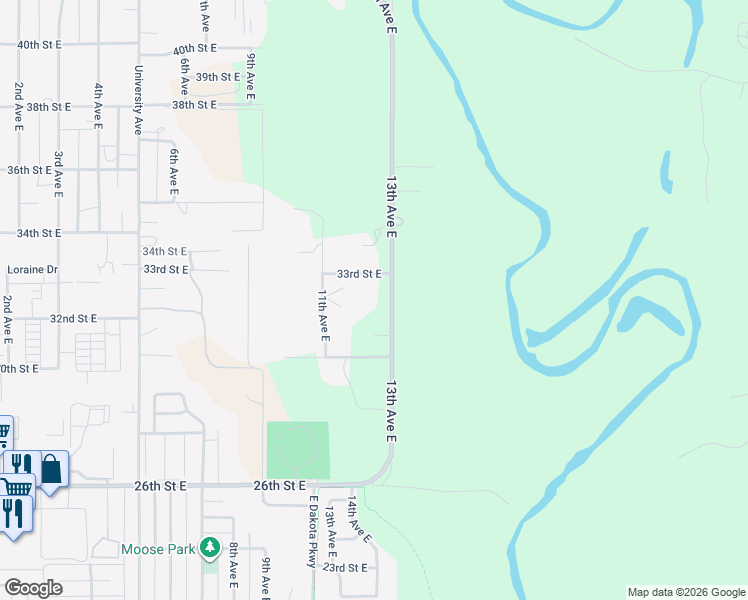map of restaurants, bars, coffee shops, grocery stores, and more near 3117 135th Avenue Northwest in Williston