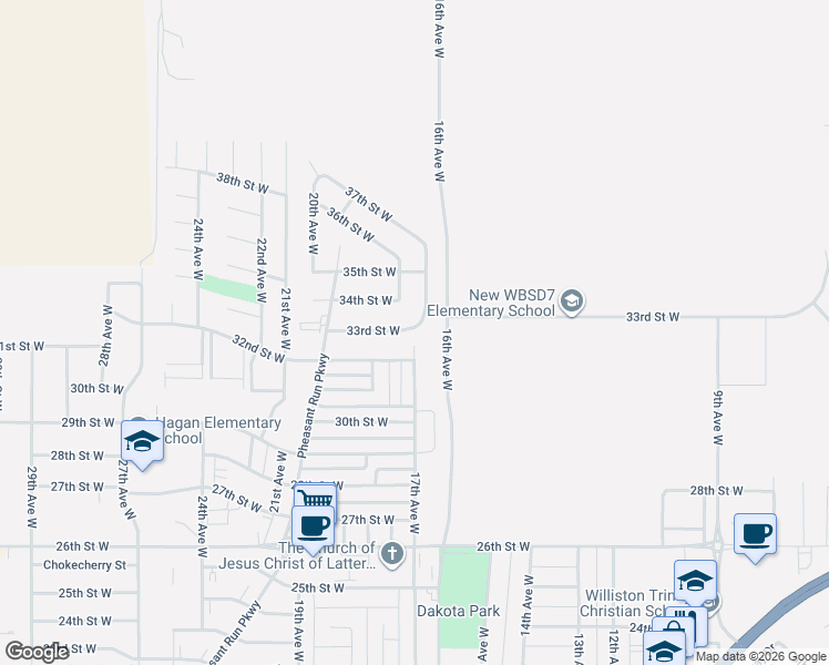 map of restaurants, bars, coffee shops, grocery stores, and more near in Williston