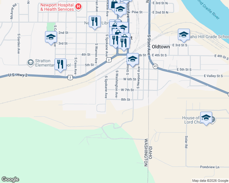 map of restaurants, bars, coffee shops, grocery stores, and more near 412 West 8th Street in Newport