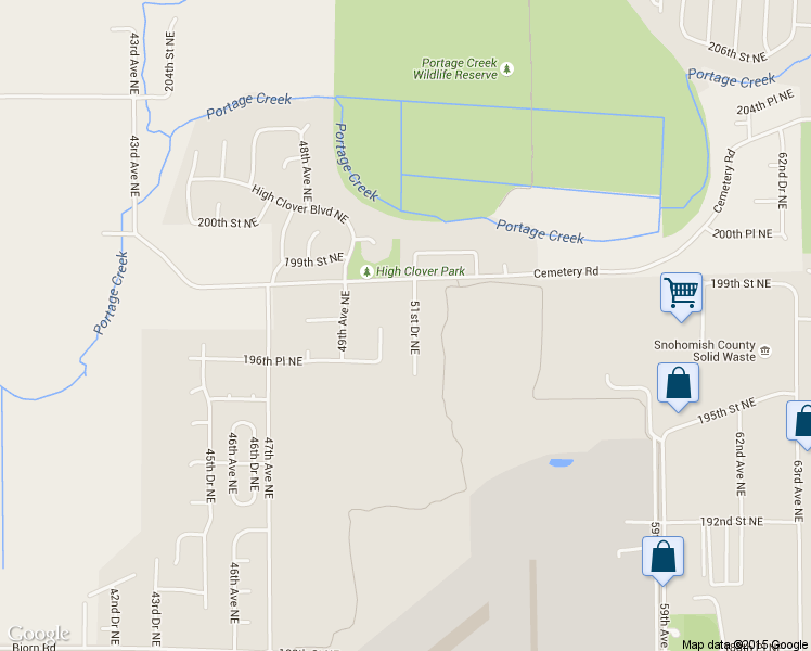 map of restaurants, bars, coffee shops, grocery stores, and more near 19726 51st Drive Northeast in Arlington
