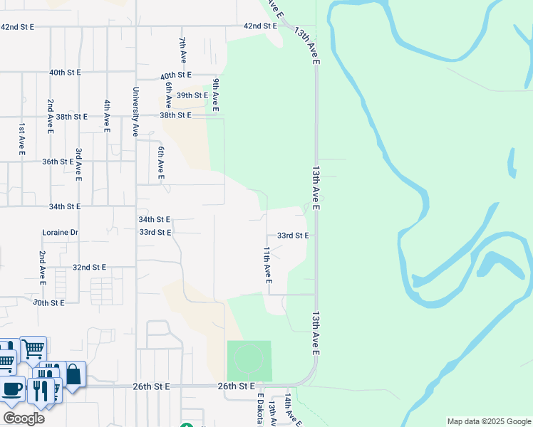 map of restaurants, bars, coffee shops, grocery stores, and more near 3322 11th Avenue East in Williston