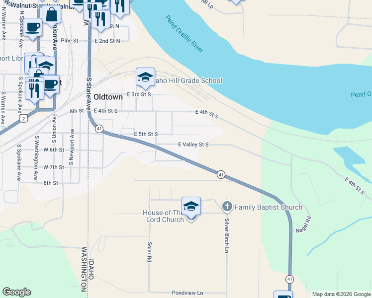 map of restaurants, bars, coffee shops, grocery stores, and more near 619 East Valley Street South in Oldtown