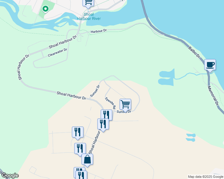 map of restaurants, bars, coffee shops, grocery stores, and more near 12 Brogan Place in Clarenville