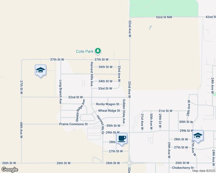 map of restaurants, bars, coffee shops, grocery stores, and more near 3341 34th Street West in Williston