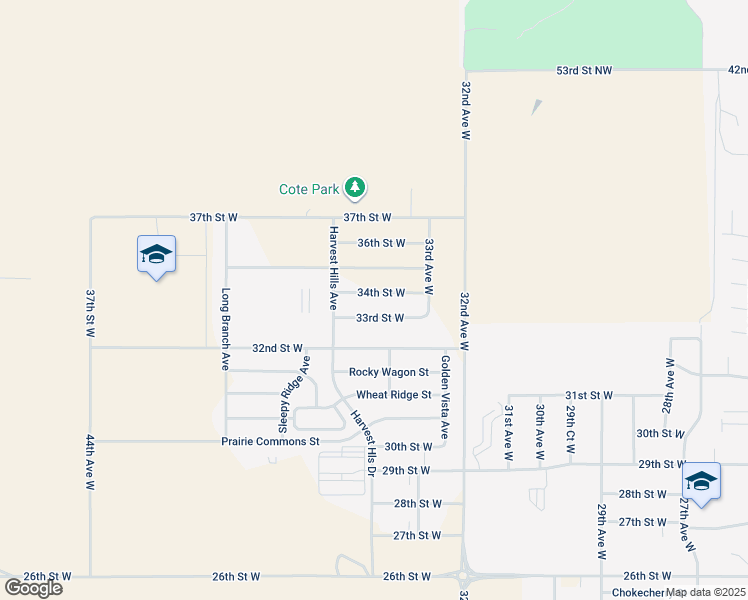 map of restaurants, bars, coffee shops, grocery stores, and more near 3341 34th Street West in Williston