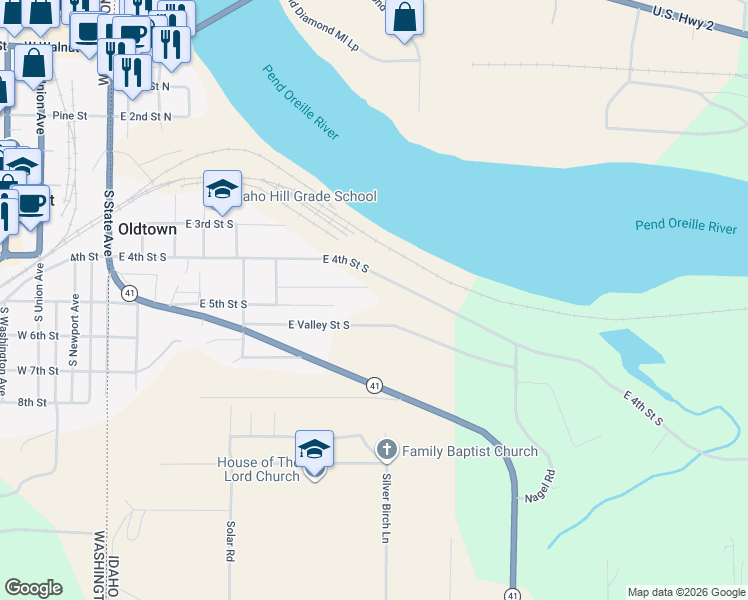 map of restaurants, bars, coffee shops, grocery stores, and more near 635 East Ockert Street South in Oldtown