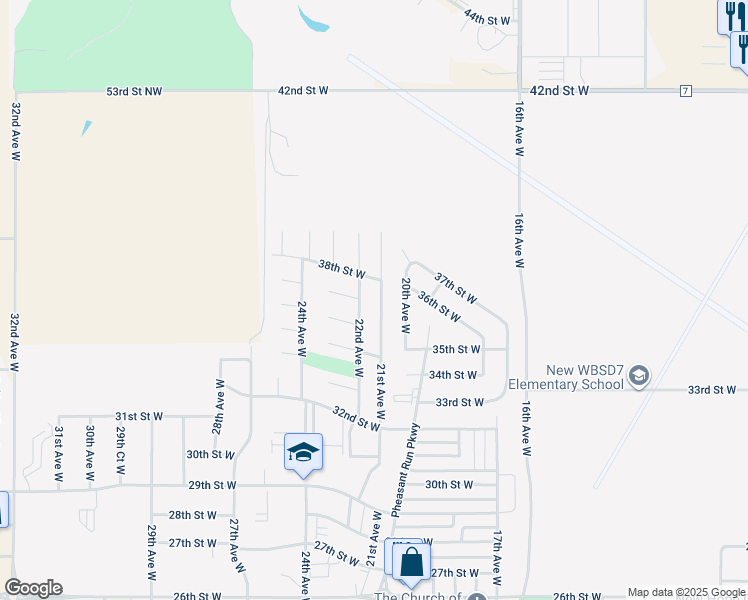 map of restaurants, bars, coffee shops, grocery stores, and more near 3605 21st Avenue West in Williston