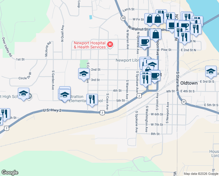 map of restaurants, bars, coffee shops, grocery stores, and more near 730 4th Street in Newport
