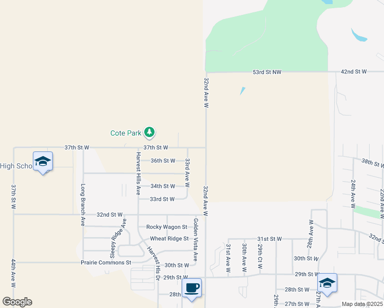 map of restaurants, bars, coffee shops, grocery stores, and more near 32nd Avenue West in Williston