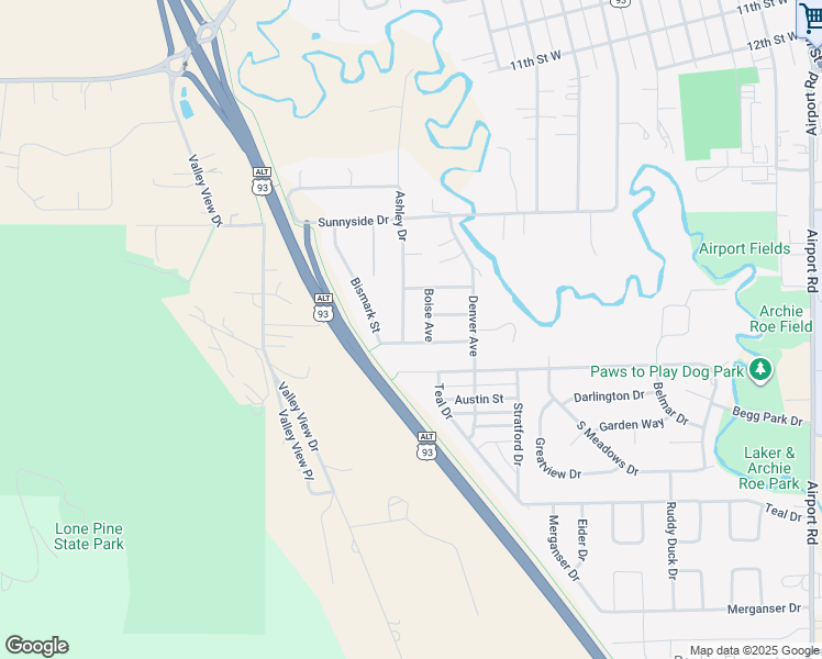 map of restaurants, bars, coffee shops, grocery stores, and more near 722 Ashley Drive in Kalispell