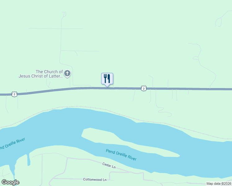 map of restaurants, bars, coffee shops, grocery stores, and more near 3604 U.S. 2 in Priest River