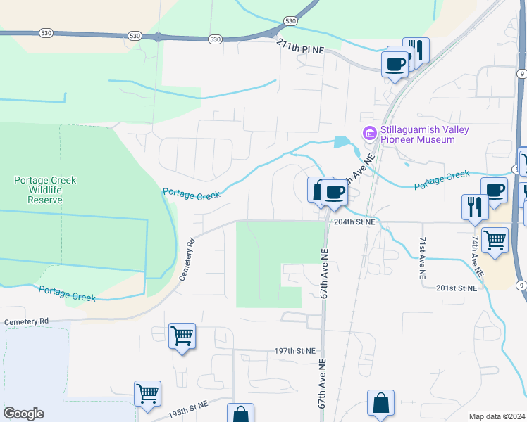 map of restaurants, bars, coffee shops, grocery stores, and more near 20409 Lantern Lane in Arlington