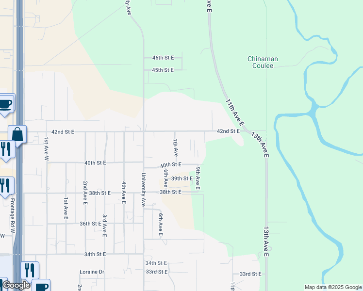 map of restaurants, bars, coffee shops, grocery stores, and more near 814 42nd Street East in Williston