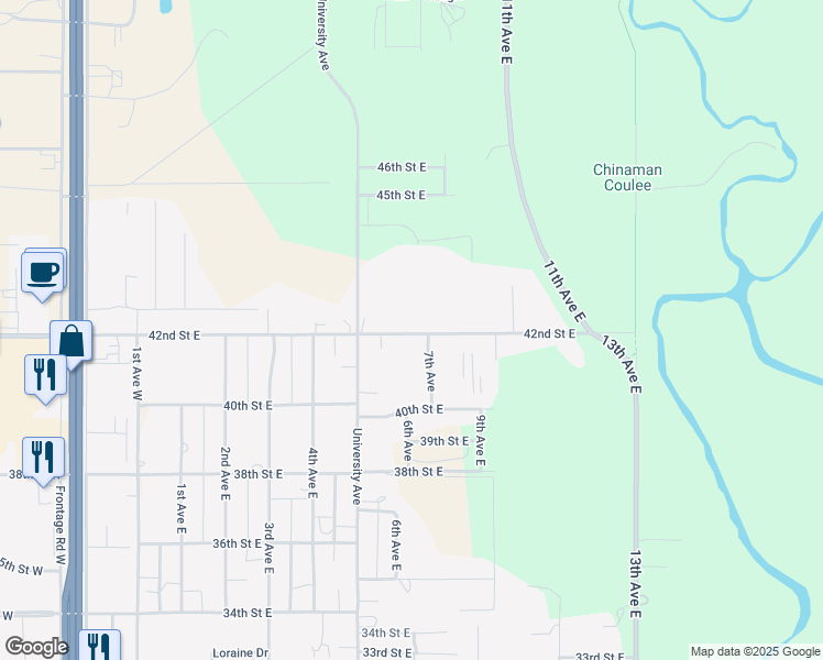 map of restaurants, bars, coffee shops, grocery stores, and more near 621 42nd Street East in Williston
