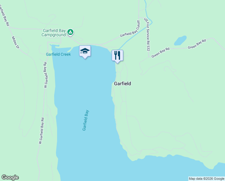 map of restaurants, bars, coffee shops, grocery stores, and more near 1835 Garfield Bay Road in Sagle