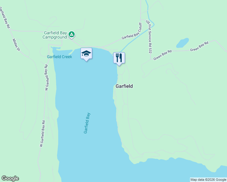 map of restaurants, bars, coffee shops, grocery stores, and more near 1835 Garfield Bay Road in Sagle