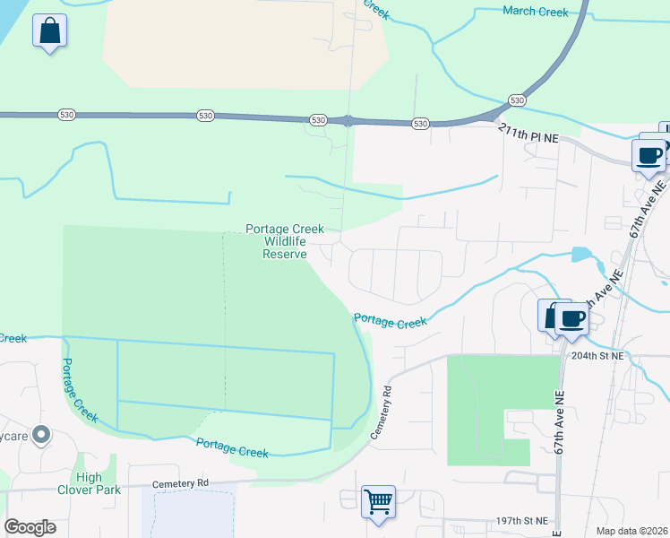 map of restaurants, bars, coffee shops, grocery stores, and more near 20612 59th Drive Northeast in Arlington