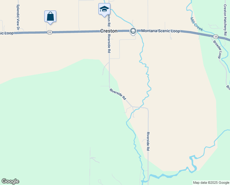 map of restaurants, bars, coffee shops, grocery stores, and more near 190 Riverside Road in Kalispell