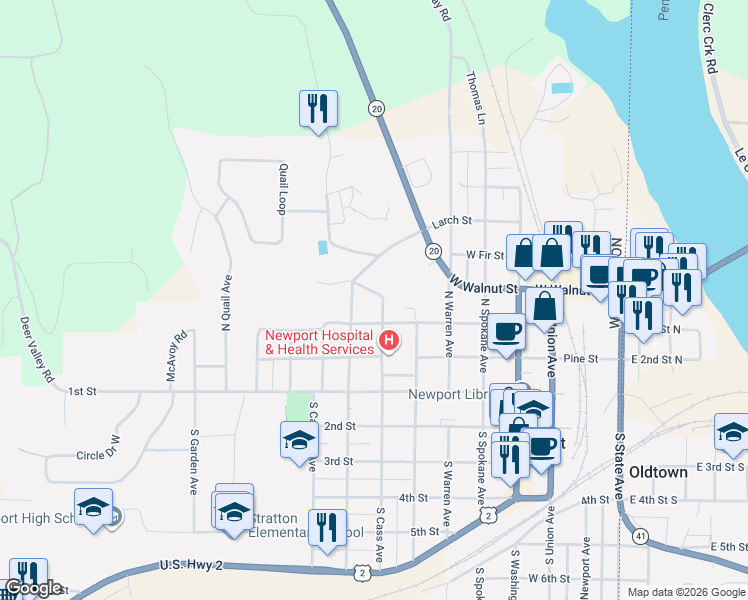 map of restaurants, bars, coffee shops, grocery stores, and more near 724 Spruce Street in Newport