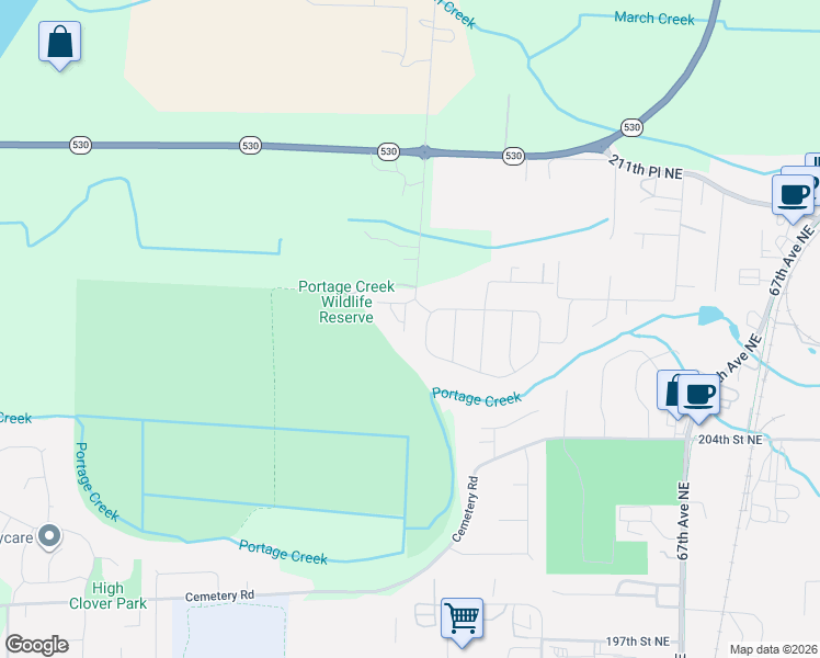 map of restaurants, bars, coffee shops, grocery stores, and more near 20701 Circle Bluff Drive in Arlington