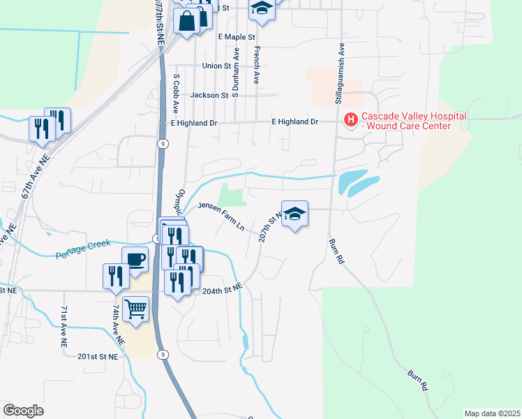 map of restaurants, bars, coffee shops, grocery stores, and more near 20804 79th Drive Northeast in Arlington