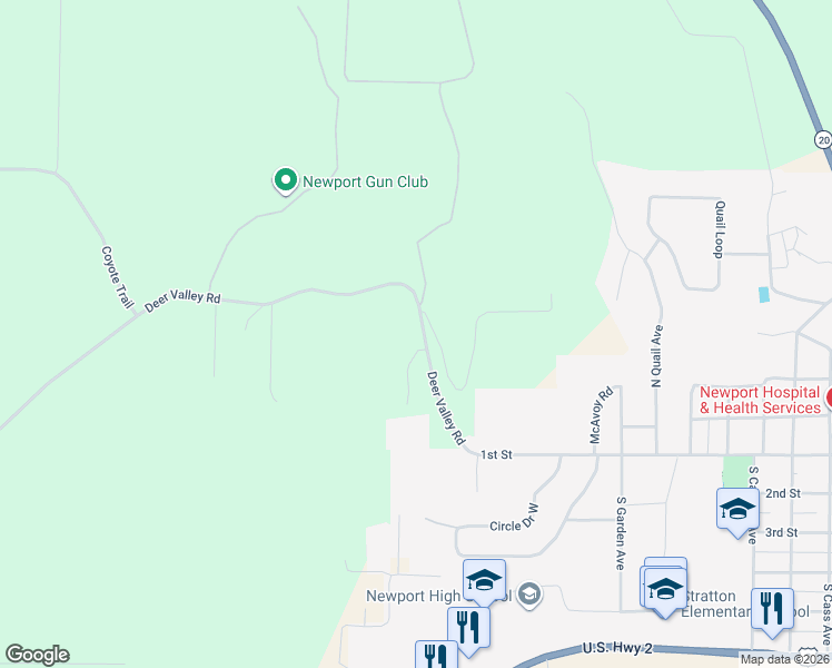 map of restaurants, bars, coffee shops, grocery stores, and more near 13122 Deer Valley Road in Newport