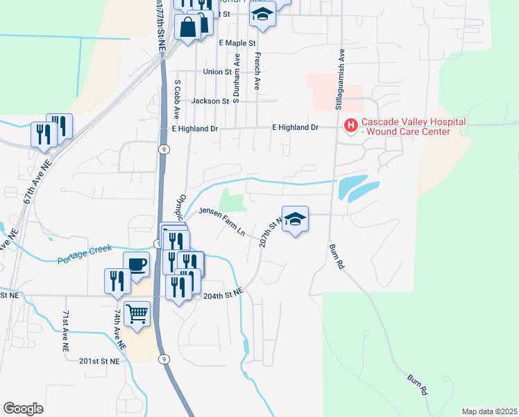 map of restaurants, bars, coffee shops, grocery stores, and more near 20804 79th Drive Northeast in Arlington