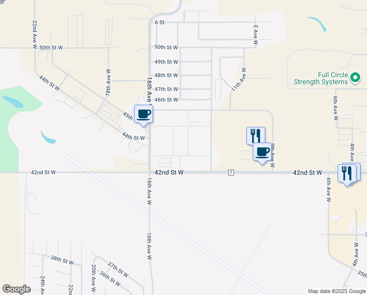map of restaurants, bars, coffee shops, grocery stores, and more near 1414 42nd Street West in Williston