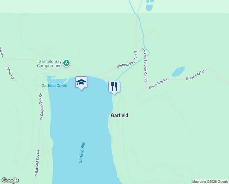 map of restaurants, bars, coffee shops, grocery stores, and more near 1637 West Garfield Bay Road in Sagle