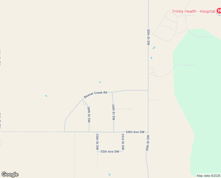 map of restaurants, bars, coffee shops, grocery stores, and more near Beaver Creek Road in Minot