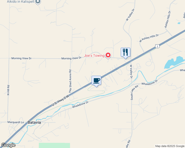 map of restaurants, bars, coffee shops, grocery stores, and more near 2533 U.S. 2 in Kalispell