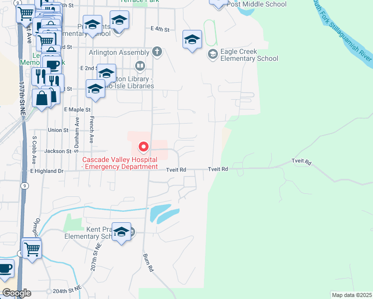 map of restaurants, bars, coffee shops, grocery stores, and more near 910 Medical Center Drive in Arlington