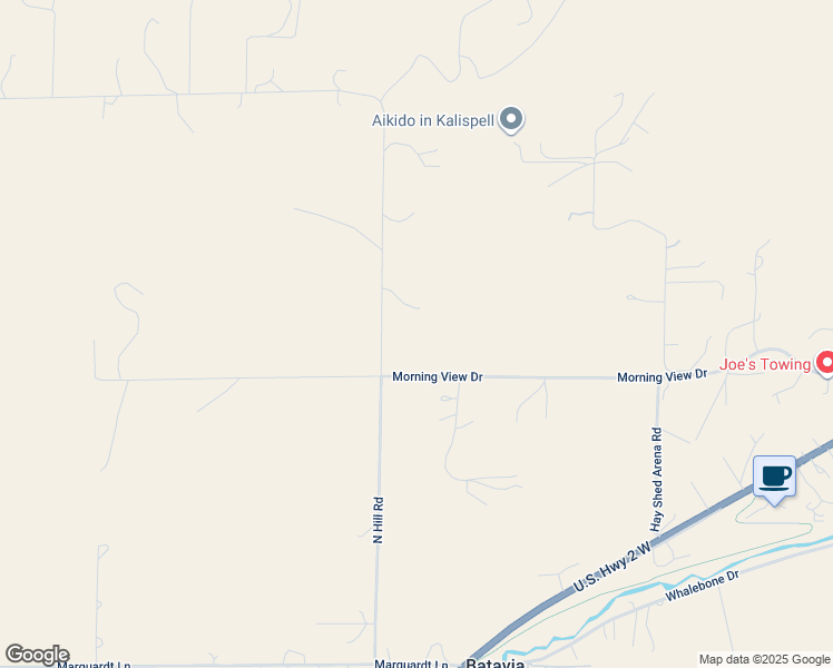 map of restaurants, bars, coffee shops, grocery stores, and more near 239 North Hill Road in Kalispell