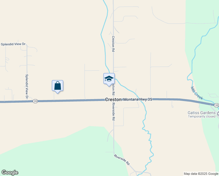 map of restaurants, bars, coffee shops, grocery stores, and more near 4495 Montana 35 in Kalispell