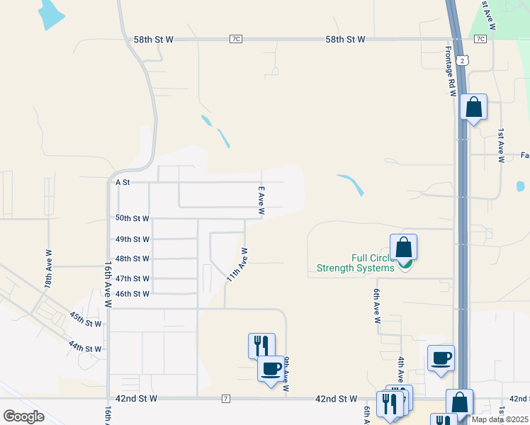 map of restaurants, bars, coffee shops, grocery stores, and more near 4915 11th Avenue West in Williston