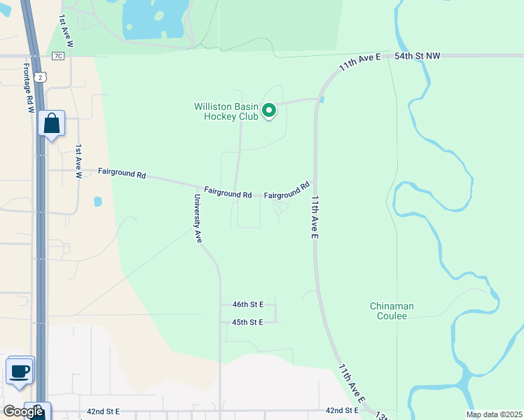 map of restaurants, bars, coffee shops, grocery stores, and more near 519 53rd Street East in Williston