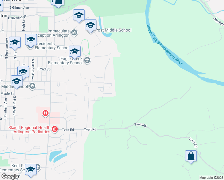 map of restaurants, bars, coffee shops, grocery stores, and more near 21611 88th Drive Northeast in Arlington