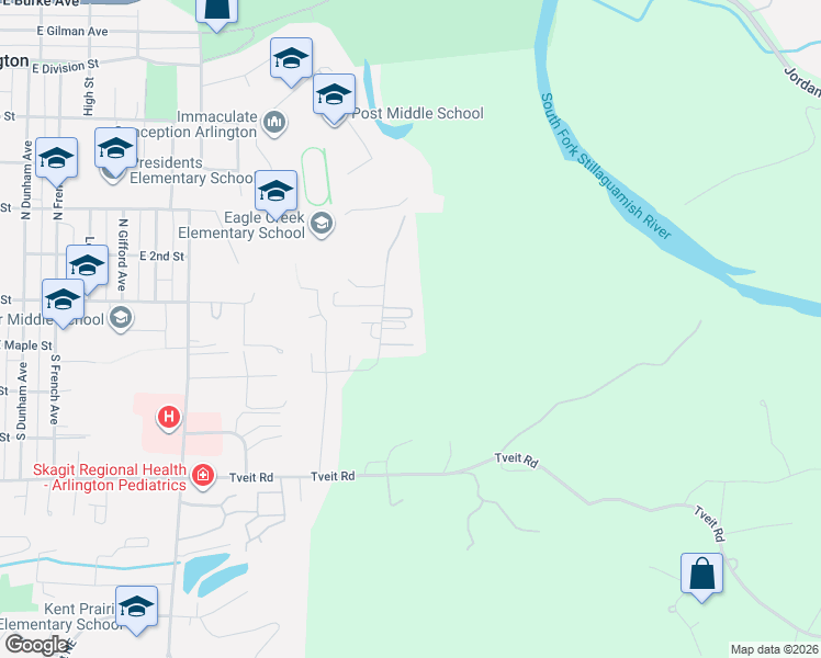 map of restaurants, bars, coffee shops, grocery stores, and more near 21611 88th Drive Northeast in Arlington