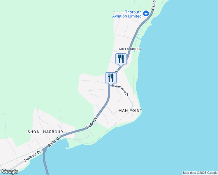 map of restaurants, bars, coffee shops, grocery stores, and more near Balbo Drive in Clarenville
