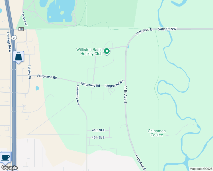 map of restaurants, bars, coffee shops, grocery stores, and more near 519 53rd Street East in Williston