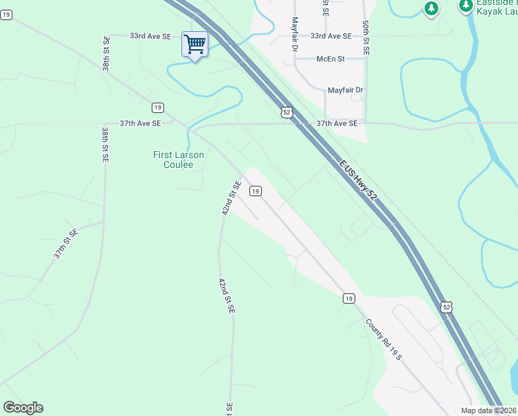 map of restaurants, bars, coffee shops, grocery stores, and more near 4510 County Road 19 in Minot