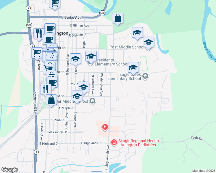 map of restaurants, bars, coffee shops, grocery stores, and more near 820 East 2nd Street in Arlington