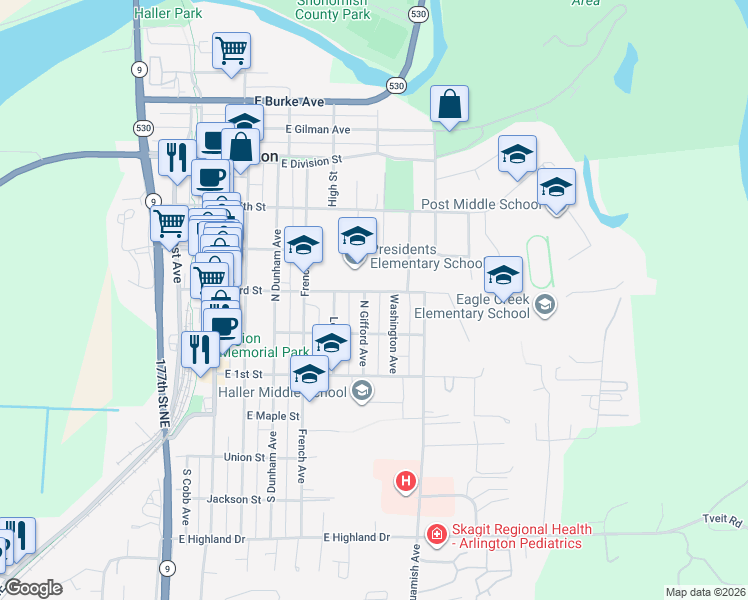 map of restaurants, bars, coffee shops, grocery stores, and more near 702 East 3rd Street in Arlington
