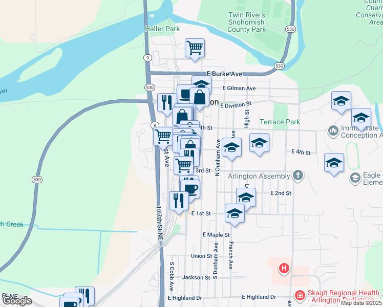 map of restaurants, bars, coffee shops, grocery stores, and more near 406 North Macleod Avenue in Arlington