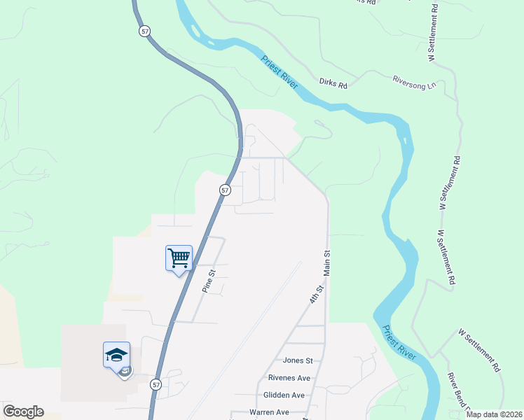 map of restaurants, bars, coffee shops, grocery stores, and more near 44 Rue Du Annie Street in Priest River