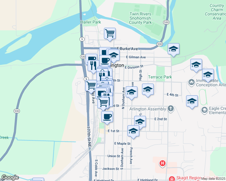 map of restaurants, bars, coffee shops, grocery stores, and more near 406 North Macleod Avenue in Arlington