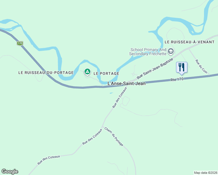 map of restaurants, bars, coffee shops, grocery stores, and more near 150 Québec 170 in L'Anse-Saint-Jean