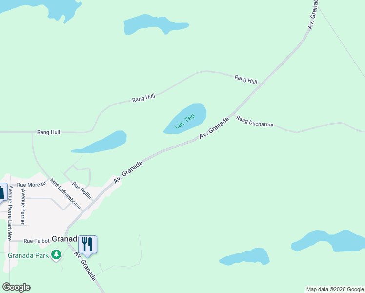 map of restaurants, bars, coffee shops, grocery stores, and more near 1883 Avenue Granada in Rouyn-Noranda